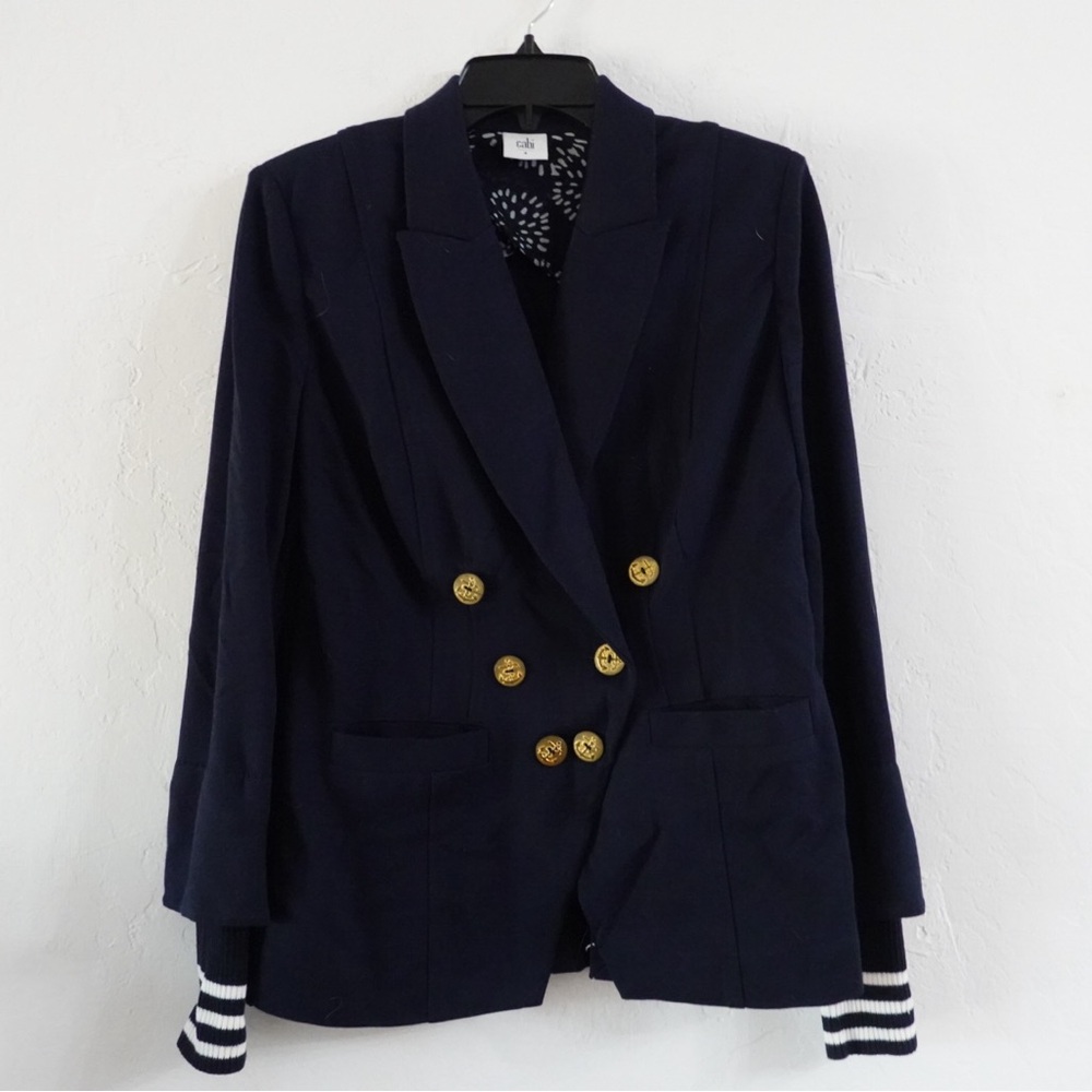 CAbi‎ Nautical Double-Breasted Blazer w/ Gold Anchor Buttons – Navy, Size 4